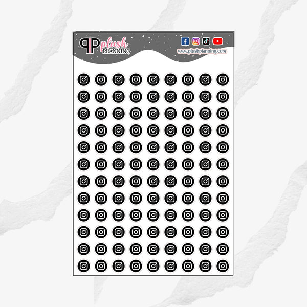 Instagram Icon Planner Stickers, Social Media Icon Post, Functional Stickers, Journaling Stickers, Black Color, Plush Planning