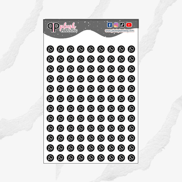 WhatsApp Icon Planner Stickers, Social Media Icon Post, Functional Stickers, Journaling Stickers, Black Color, Plush Planning