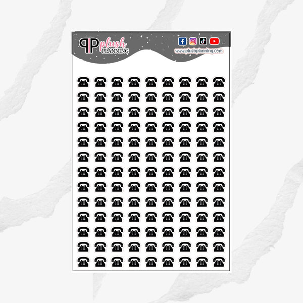 Old Phone Icon Planner Stickers, Telephone Icon, Functional Stickers, Journaling Stickers, Black Color, Plush Planning