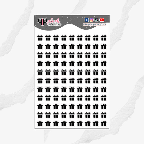 Gift Box Icon Planner Stickers, Gift Boxes, Birthday Gift Box, Functional Stickers, Journaling Stickers, Black Color, Plush Planning