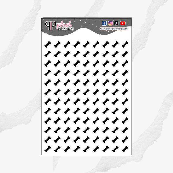 Dog Bone Icon Planner Stickers, Pets Tracker, Pets Appointment, Functional Stickers, Journaling Stickers, Black Color, Plush Planning