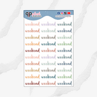 Weekend Script Planner Stickers, Plush Planning Colors, Removable Stickers