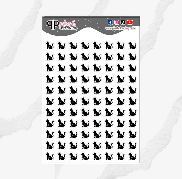 Cat Kitten Icon Planner Stickers, Pets Tracker, Pets Appointment, Functional Stickers, Journaling Stickers, Black Color, Plush Planning