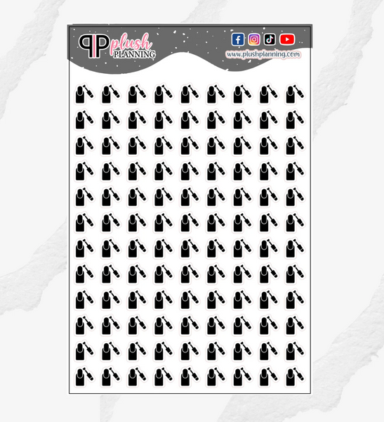 Manicure Tracker Icon Planner Stickers, Style A, Manicure Appt Tracker, Functional Stickers, Journaling Stickers, Black, Plush Planning