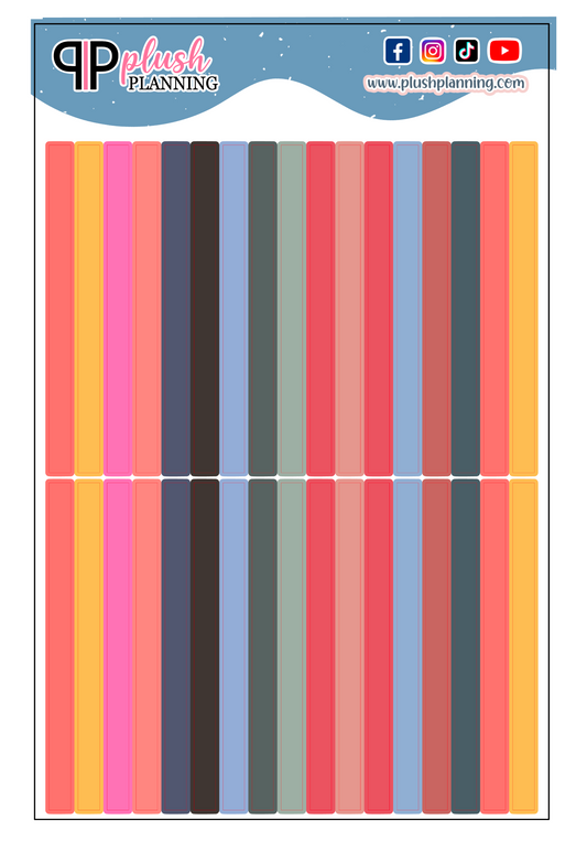 Half Washi Planner Stickers, Laurel Denise Inspired Colors,