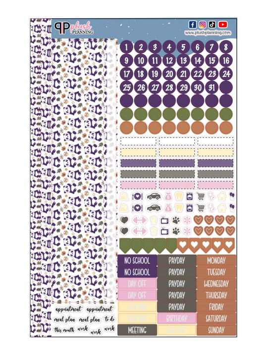 Purple Panda Design Planner Stickers, Laurel Denise Monthly Sample Kit