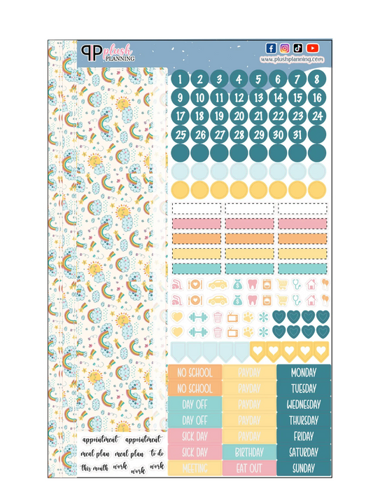 Clouds and Rainbow Planner Stickers Kit, Laurel Denise