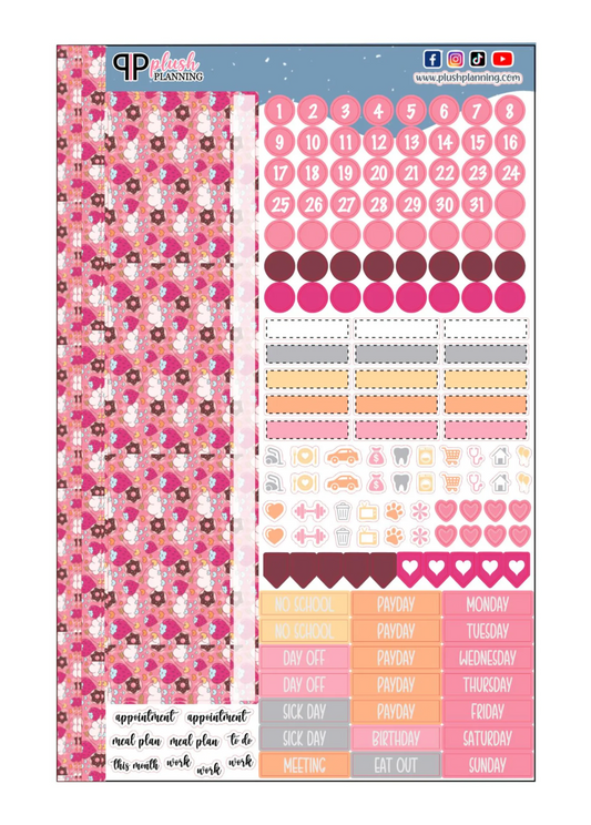 Strawberry and Donut Design Planner Stickers, Laurel Denise Monthly Sample Kit