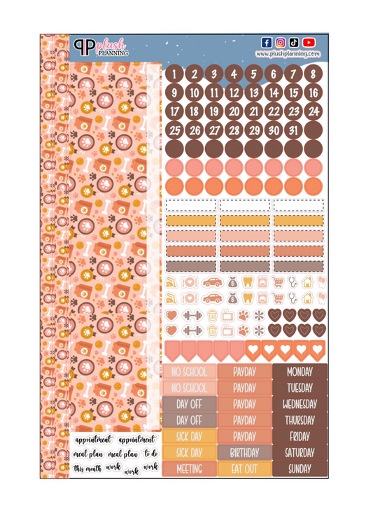 Paws and Bones Design Planner Stickers, Laurel Denise Monthly Sample Kit