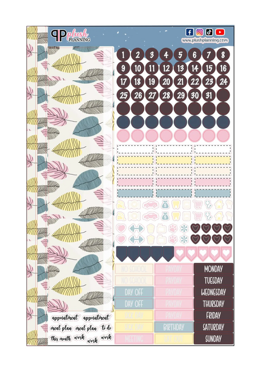Neutral Tree Leafs Design Planner Stickers, Laurel Denise Monthly Sample Kit