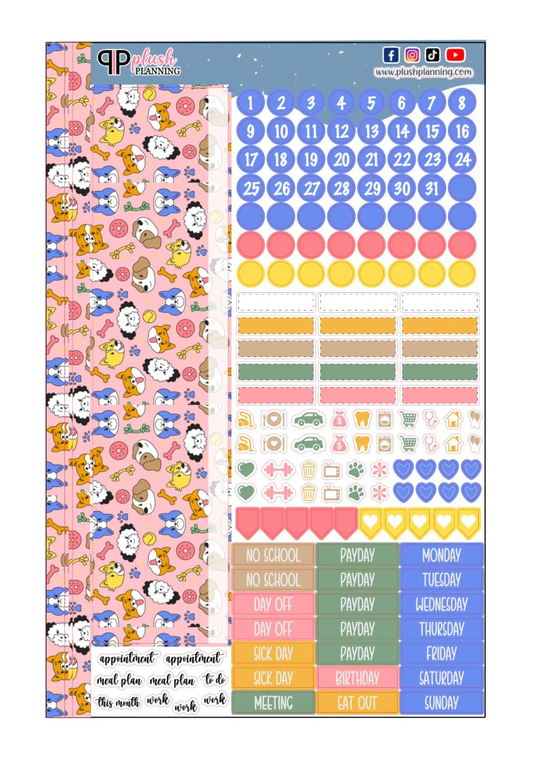 Light Blue Paws Friends Design Planner Stickers, Laurel Denise Monthly Sample Kit