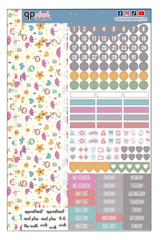 Apples and Umbrellas Design Planner Stickers, Laurel Denise Monthly Sample Kit