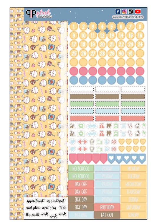 Bunny and Lollipops Design Planner Stickers, Laurel Denise Monthly Sample Kit