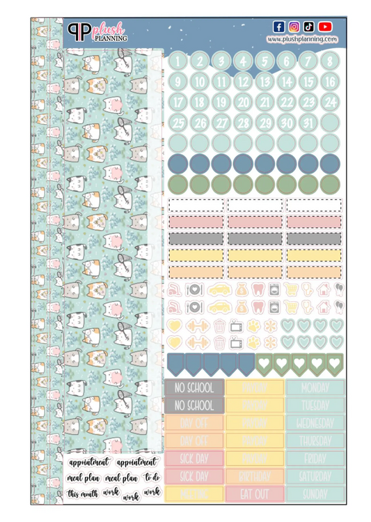 Garden Cats with Nets Design Planner Stickers, Laurel Denise Monthly Sample Kit