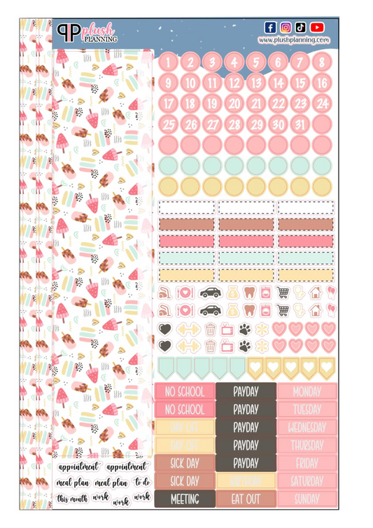 Popsicles Ice Cream Design Planner Stickers, Laurel Denise Monthly Sample Kit