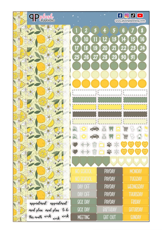 Lemon Squeeze Design Planner Stickers, Laurel Denise Monthly Sample Kit
