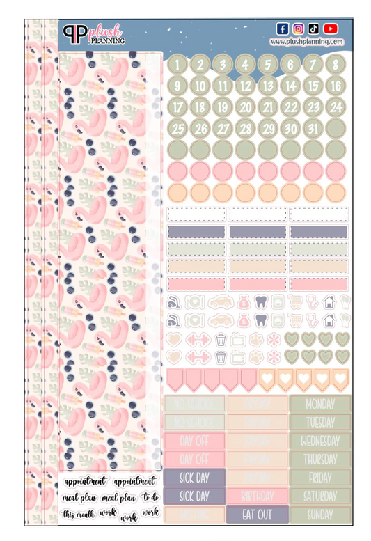 Flamingos and Sunglasses Design Planner Stickers, Laurel Denise Monthly Sample Kit