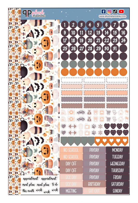 Sweet Halloween Pumpkin Design Planner Stickers, Laurel Denise Monthly Sample Kit