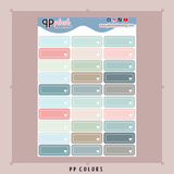 Quarter Box with White Line Border and Corner Heart Shape Planner Stickers