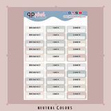 Breakfast, Lunch, Dinner Label Box Tracker Planner Stickers