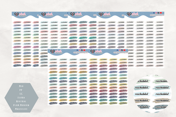 Rescheduled Script with Brush Overlay Planner Stickers