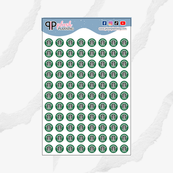 Starbucks Dots Tracker Planner Stickers, Functional Stickers, Plush Planning