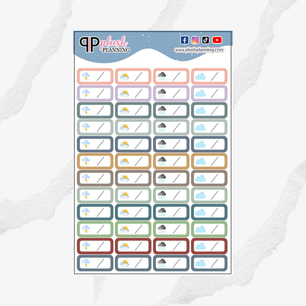 Writable Weather Box Planner Stickers, Weather Tracker, Functional Stickers