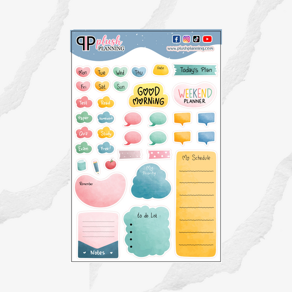 School Journal Collection Planner Stickers, Functional Stickers, Scrapbooking Stickers, Plush Planning