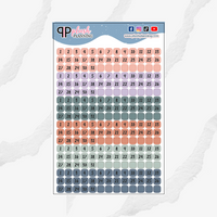 Number Date Monthly Squares Covers Planner Stickers, Functional Stickers, Plush Planning