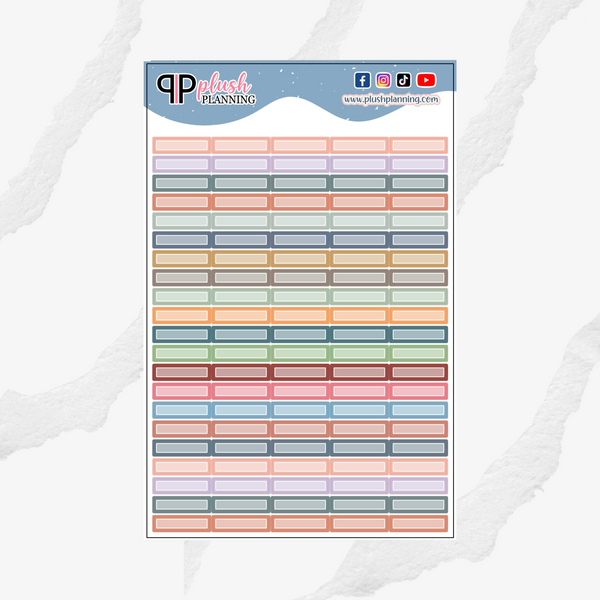 1 Inch Label with White Border Planner Stickers, Rectangular Corners, Plush Planning Colors, Removable