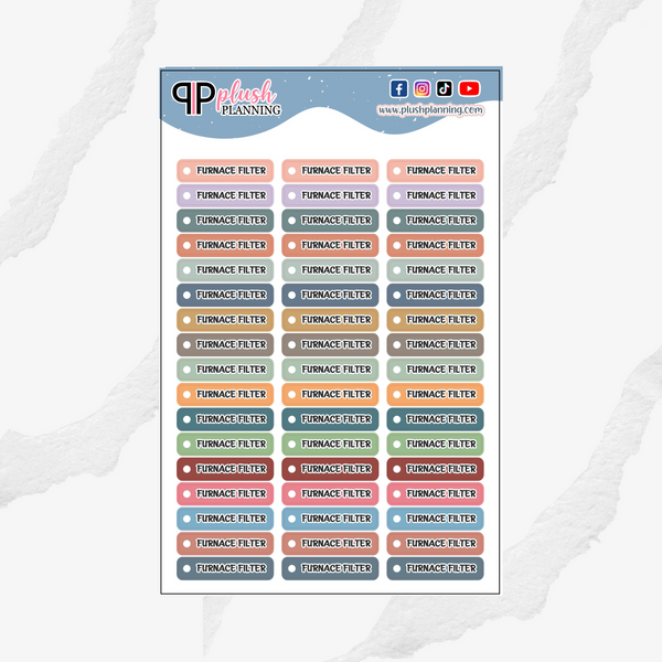 Furnace Filter Checklist Tracker Planner Stickers, Plush Planning Colors, Functional Stickers, Plush Planning