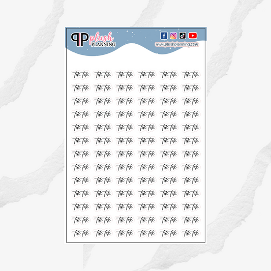 Tik Tok Script Planner Stickers, Black Color, Cursive Font, Influencer Daily Posts