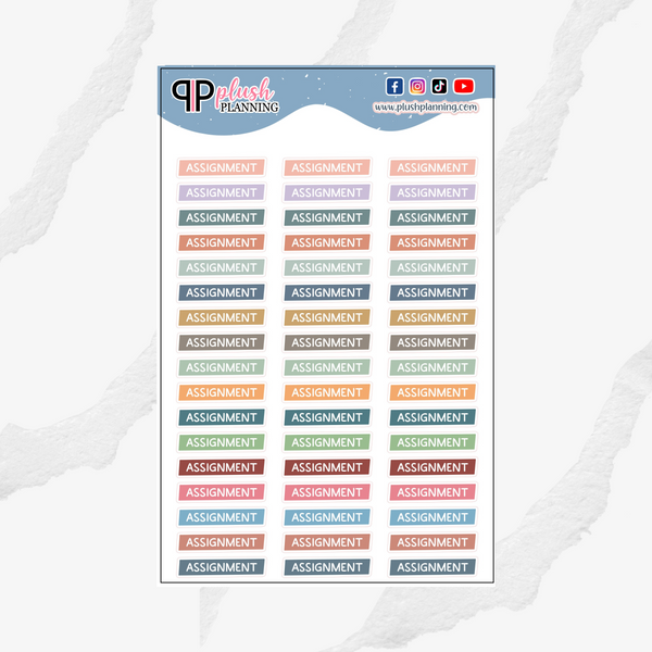 Assignment Script Diagonal Planner Stickers, Plush Planning Colors, Removable Stickers