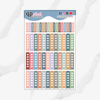 Heart Checklist Flags Tracker Planner Stickers, Daily Checklist Tracker