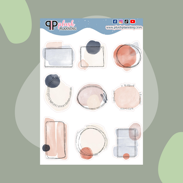 Watercolor Design Abstract Box Kawaii Deco Scrapbooking Planner Stickers