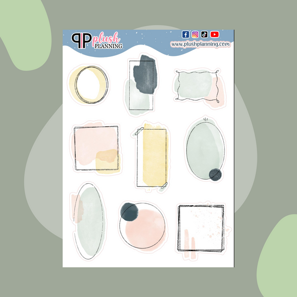 Watercolor Design 2 Abstract Box Kawaii Deco Scrapbooking Planner Stickers