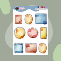 Watercolor Design 3 Abstract Box Kawaii Deco Scrapbooking Planner Stickers