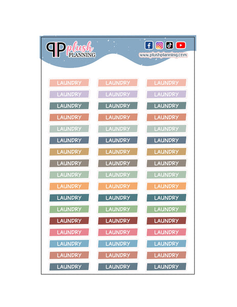 Laundry Diagonal Planner Stickers, Plush Planning Colors, Removable Stickers