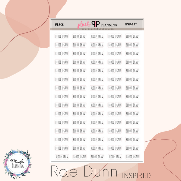 Blood Draw Scripts Planner Stickers, Rae Dunn Inspired