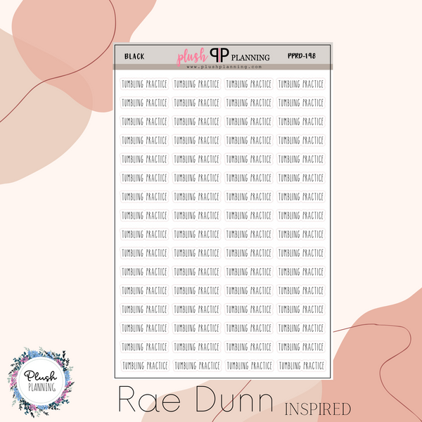 Tumbling Practice Scripts Planner Stickers, Rae Dunn Inspired