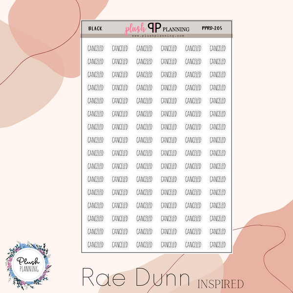 Canceled Script Planner Stickers, Rae Dunn Inspired