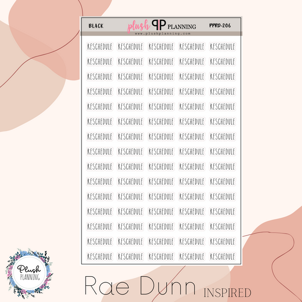 Reschedule Script Planner Stickers, Rae Dunn Inspired