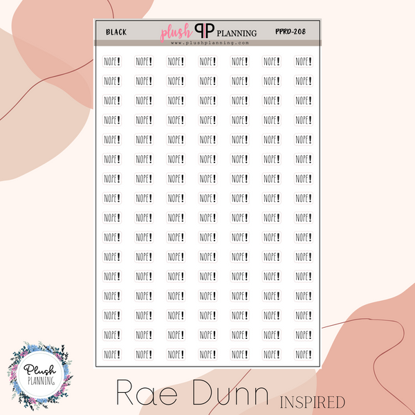 Nope! Script Planner Stickers, Rae Dunn Inspired