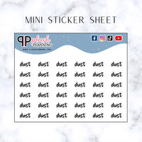 Dust Script Planner Stickers, Cleaning Tracking, Cleaning Essentials, Minis Collection