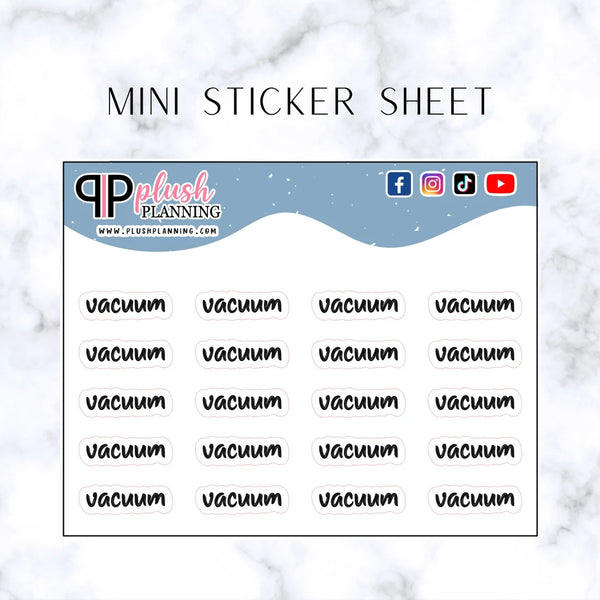 Vacuum Script Planner Stickers, Minis Collection, Plush Planning