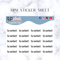 To Contact Script Planner Stickers, Minis Collection, Plush Planning