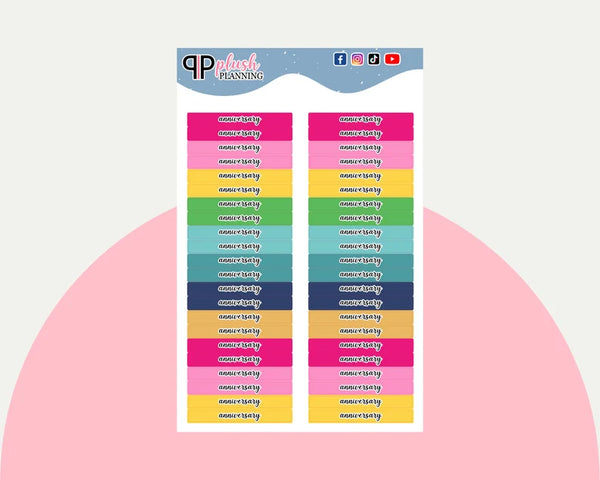 Anniversary Label Block Planner Stickers - Emily Ley Simplified Colors