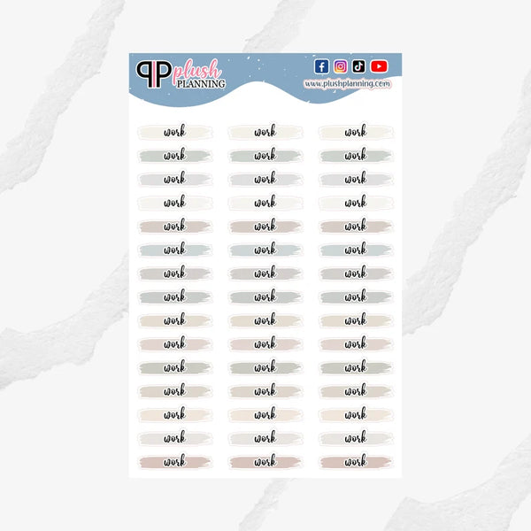 Work Watercolor Swatches Planner Stickers, Neutral Colors