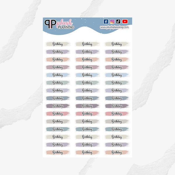 Birthday Watercolor Swatches Planner Stickers, Flora Colors