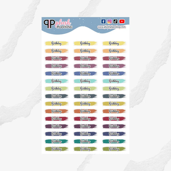 Birthday Watercolor Swatches Planner Stickers, Makselife Colors